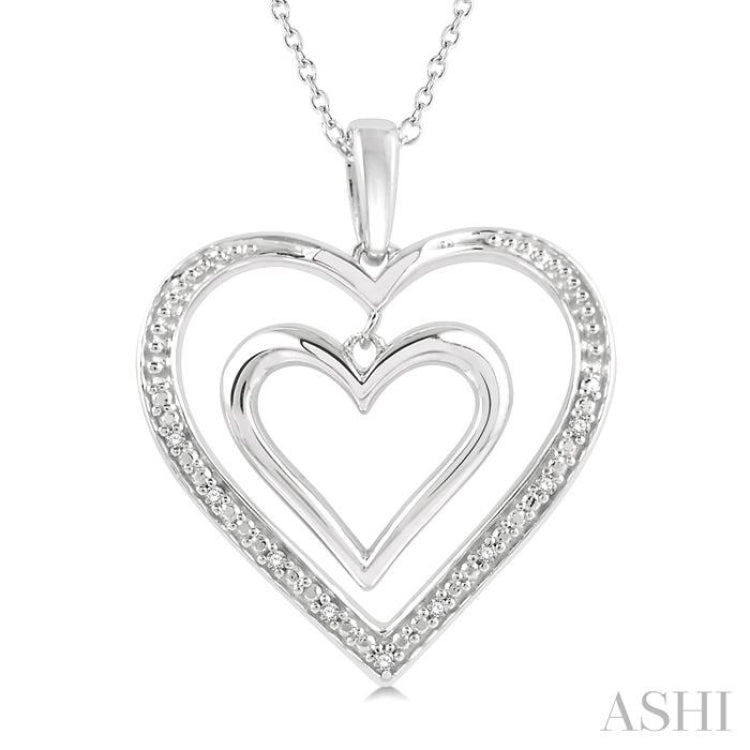 Silver Double Heart Shape Diamond Fashion Pendant