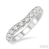 3/4 ctw Arched Center Round Cut Diamond Wedding Band in 14K White Gold