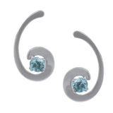 STERLING SILVER BLUE TOPAZ(IRRADIATED) THICK SPIRAL EARRINGS