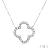 1/2 ctw Clover Round Cut Diamond Necklace in 14K White Gold