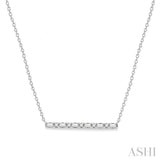 1/6 ctw Baguette and Round Cut Diamond Petite Bar Necklace in 10K White Gold