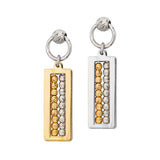 SS + YELLOW GOLD PLATED CAVIAR FRAMED EARRINGS