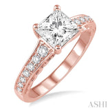 1/3 Ctw Diamond Semi-mount Engagement Ring in 14K Rose Gold