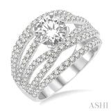 1 3/8 Ctw Diamond Semi-mount Engagement Ring in 14K White Gold