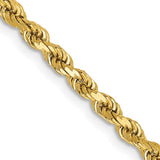 14K 24 inch 2.75mm Diamond-cut Rope with Lobster Clasp Chain