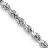 14K White Gold 18 inch 2.75mm Diamond-cut Rope with Lobster Clasp Chain